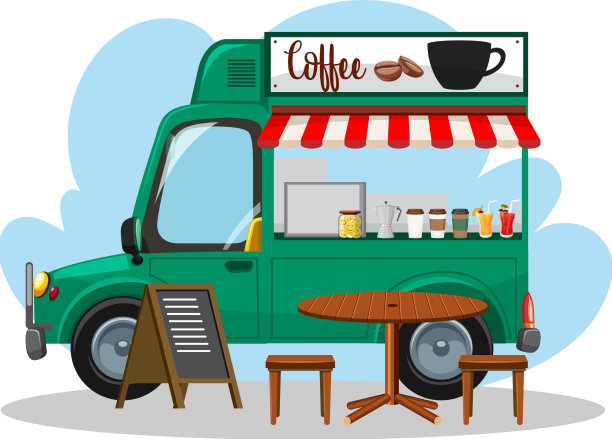跳蚤市场的概念和一辆咖啡车图片下载