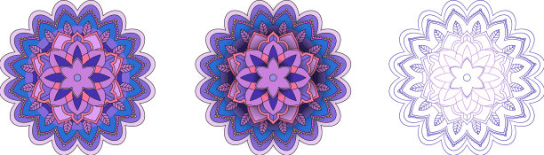 一套复古曼荼罗细线图片下载