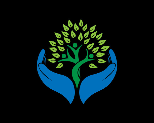 人手和叶健康标志模板图片下载