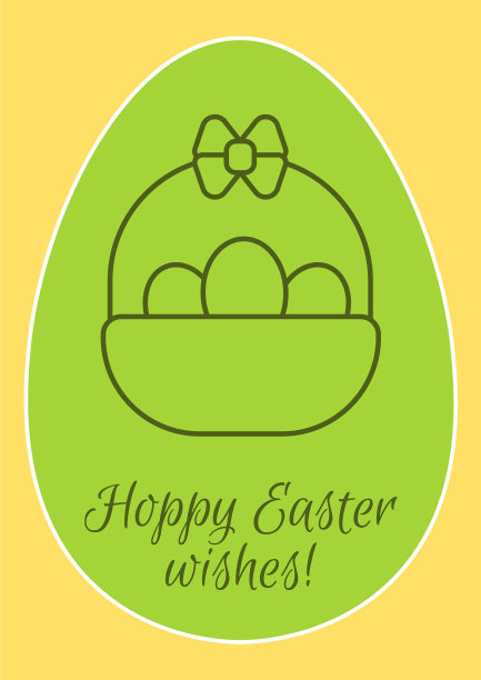 祝复活节快乐的线性字形明信片图片下载