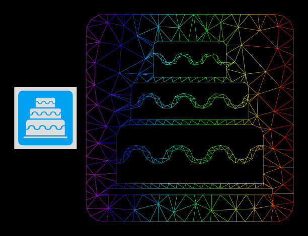 彩虹渐变多边形网格蛋糕图标图片下载