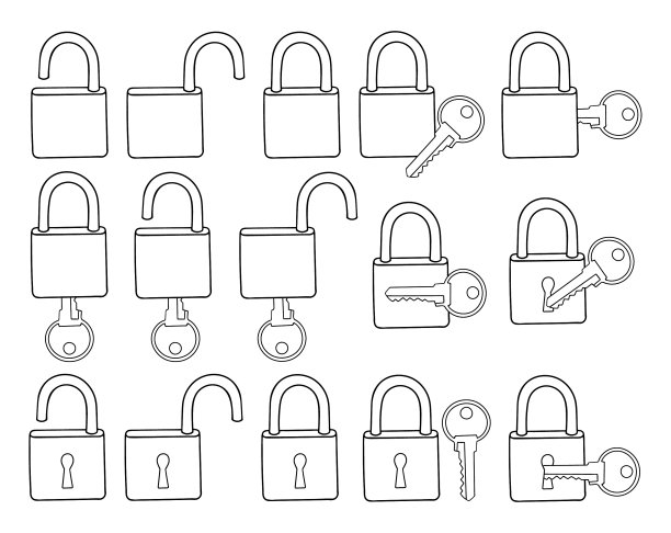 一套图标锁键互联网安全网络图片下载