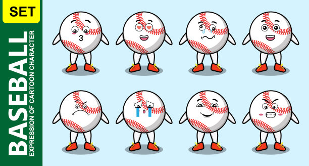 设定卡哇伊可爱的棒球卡通人物图片下载