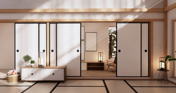 日本房间最小的电视内墙模型柜，3d渲染图片下载