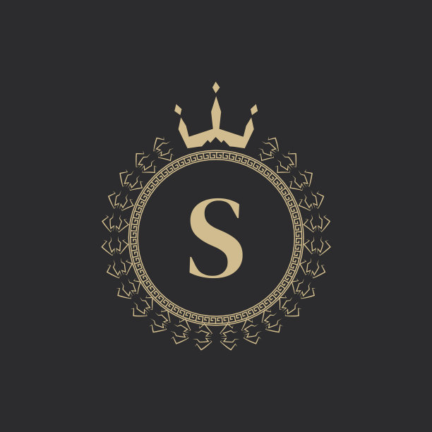 首字母的纹章皇家框架与冠。图片下载