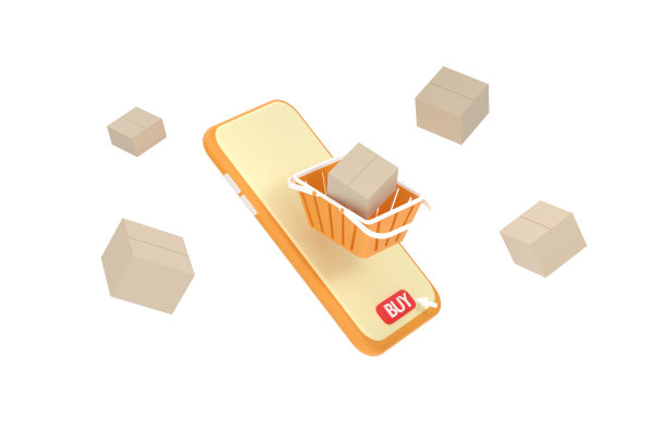 放置在购物篮中的包裹盒，位于智能手机屏幕上，递送和在线购物概念图片下载