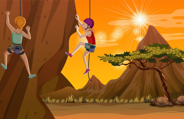 人们攀登落基山的场景图片下载