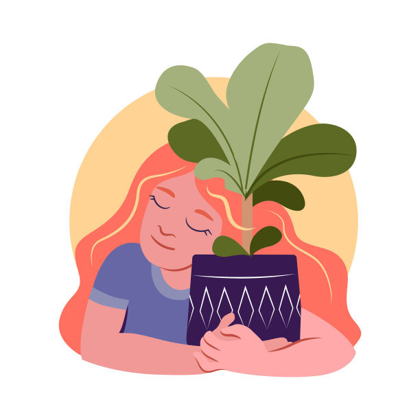 粉红色的女孩睡着了，抱着她的手掌，开心极了图片下载