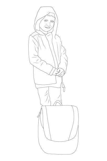 男孩用书包素描图片下载