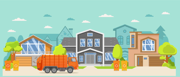 街道上一排排不同的房子图片下载