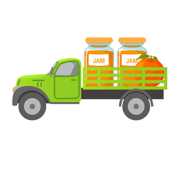 食品供应卡车罐装的橙子果酱水果收获图片下载