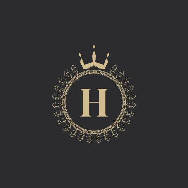 首字母h的纹章皇家框架与冠图片下载