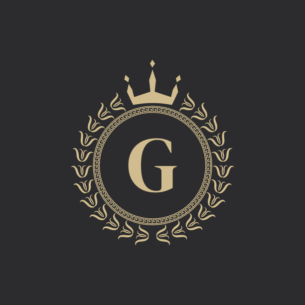 首字母g的纹章皇家框架与冠图片下载