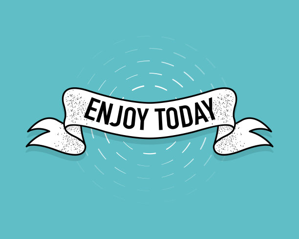 复古享受今天的丝带横幅上的白色图片下载