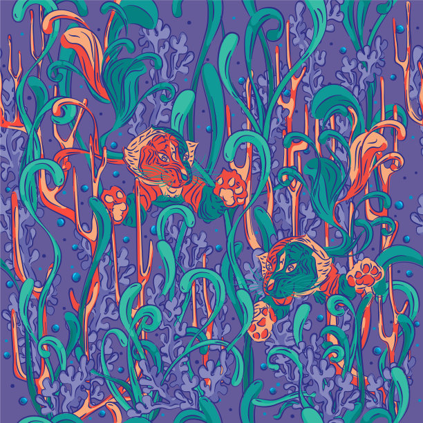 中国新年水下虎图案设计图片下载