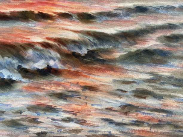 傍晚天空反射的海水彩背景图片下载