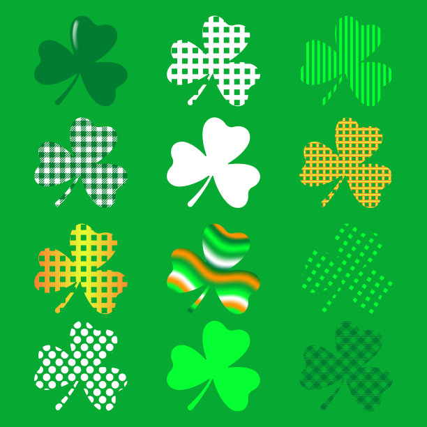 爱尔兰国旗颜色的三叶草套装图片下载