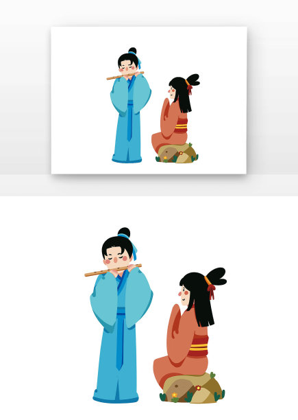 七夕牛郎织女相聚图片下载