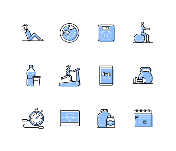 做运动-现代线条设计风格图标集图片下载
