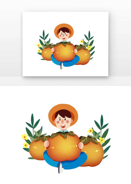 儿童坐在地上抱着柿子图片下载