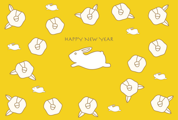 兔年的新年卡片插图。图片下载