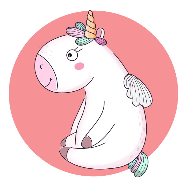 可爱的卡通魔法独角兽给孩子们图片下载