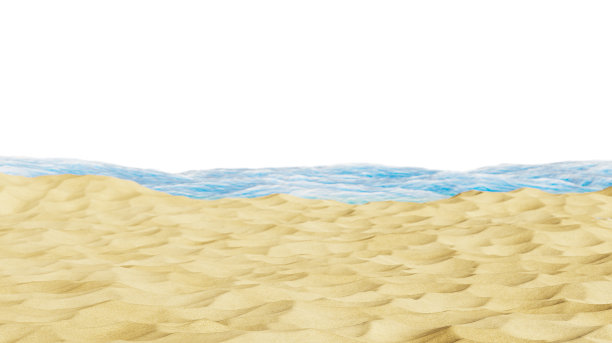 热带沙滩和海洋，与世隔绝。夏天的海滩。逼真的沙子纹理，3d渲染。图片下载