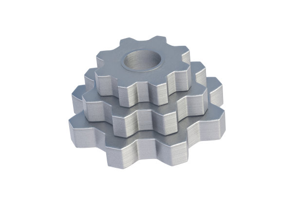 在白色背景上隔离的金属齿轮堆栈。三维渲染图片下载