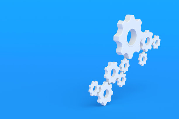 蓝色背景上的许多齿轮。工程技术。机制的发展。工业的进步。概念的概念。业务合作。团队合作和沟通。副本的空间。三维渲染图片下载
