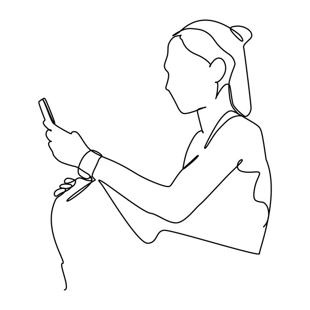 画一名年轻女子玩智能手机图片下载