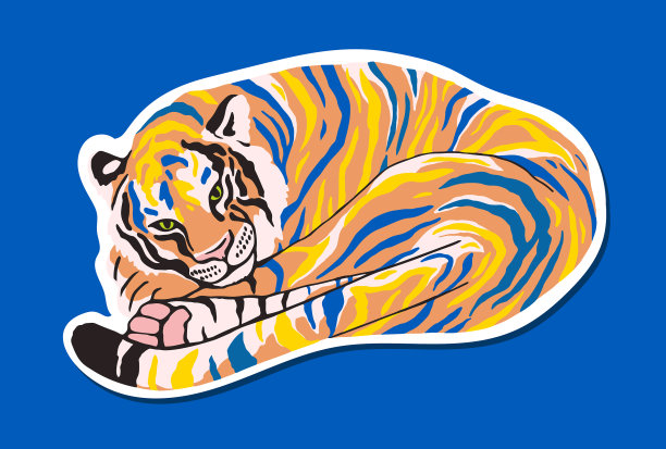 老虎以黄蓝条纹为旗图片下载