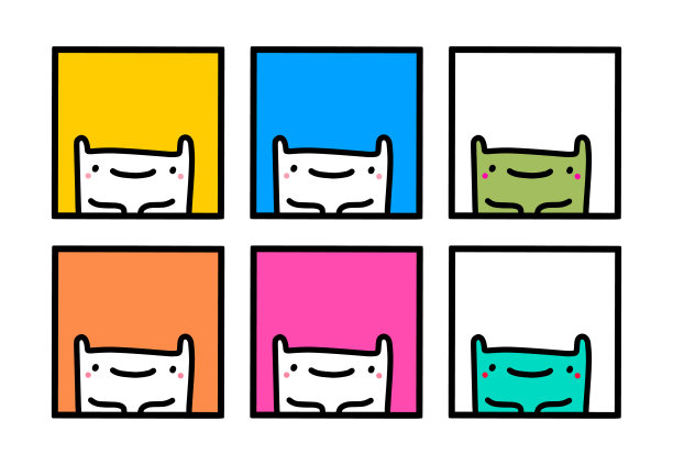 有趣的生物角色猫手绘矢量标志图标在卡通涂鸦风格图片下载