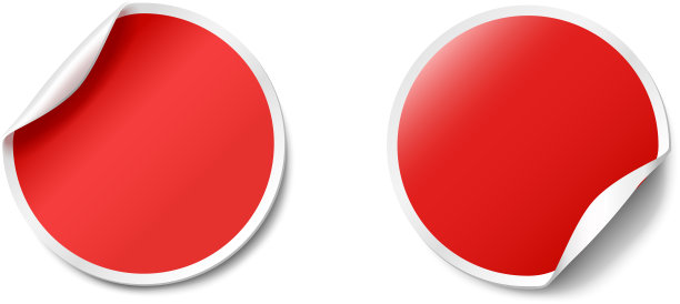 逼真的模板红圆纸不干胶不干胶与曲线边缘孤立在白色背景图片下载