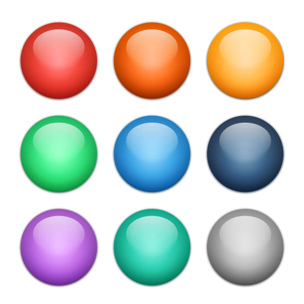 一套彩色玻璃球与阴影图片下载