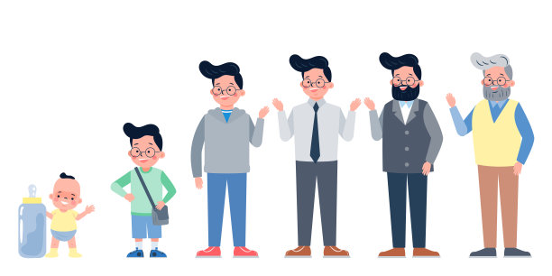 人物与人类生命周期矢量插图。一个人在不同时代的性格图片下载