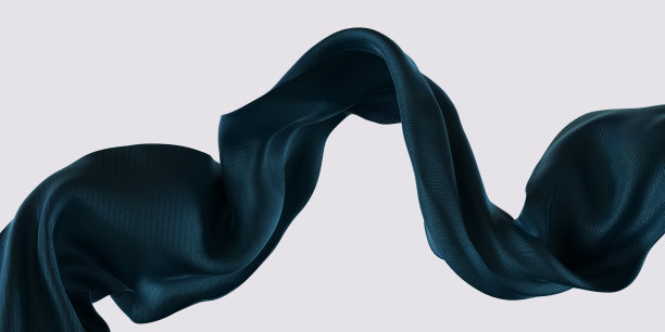 织物飞3d插图。蓝布抽象围巾在空气中。时尚背景。图片下载