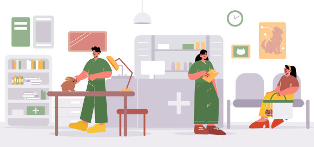 兽医诊所的医生工作和照顾宠物图片下载