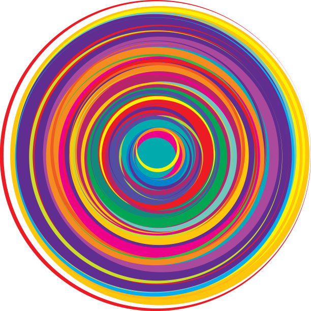 随机的彩色同心圆环绕图片下载