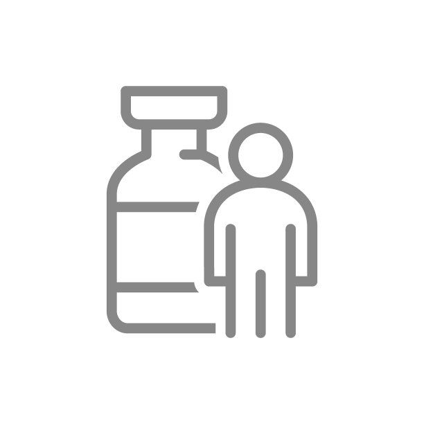 医疗安瓿和人物线条图标。血清、疫苗、人群疫苗接种、免疫、集体免疫符号图片下载