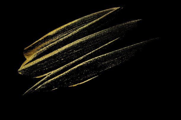 金色的颜色油漆与笔触的黑色背景与剪切路径图片下载