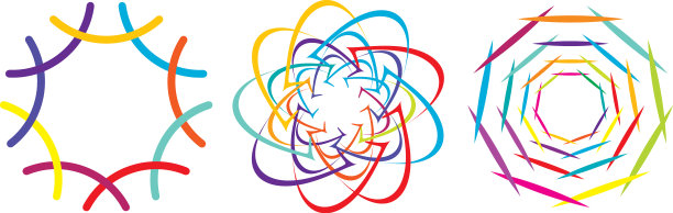 一套圆形径向几何曼荼罗图案图片下载