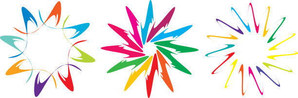 一套圆形径向几何曼荼罗图案图片下载