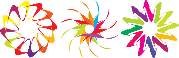 一套圆形径向几何曼荼罗图案图片下载