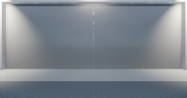 前视图封闭式推拉门或金属钢门的3d渲染设计。图片下载