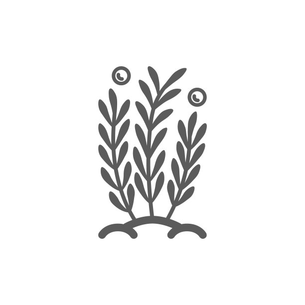 向量线性水族馆藻类气泡图标。孤立的黑色象形图，白色背景上有一株水草。网页大纲标志。Hygrophila插图图片下载