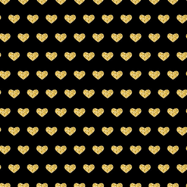 金色图案心形爱情节日黑色背景创意设计装饰图片下载