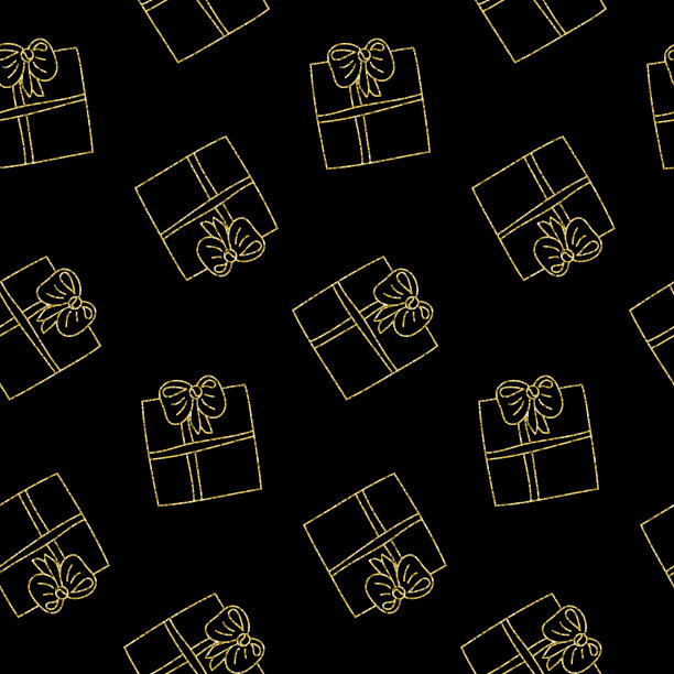 金色生日礼物无缝图案创意装饰图片下载
