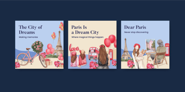 横幅模板与艾菲尔在巴黎的情人图片下载