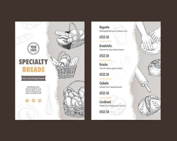 菜单模板与酵母概念草图图片下载