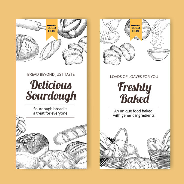 传单模板与酵母概念草图图片下载